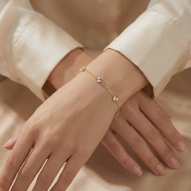 Pulsera de Oro 14k  Circulos Diamantados Florentinos mod. 11042
