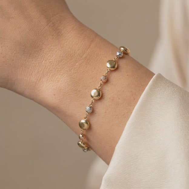 Pulsera de Oro 14k Circulos Inflados Florentinos  mod. 10960