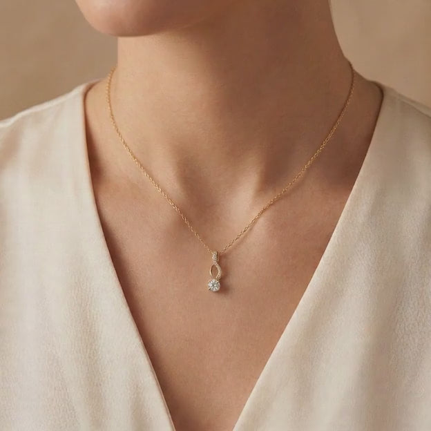 Gargantilla de Oro 14k Colgante de Finas Zirconias Elegante mod. 11145