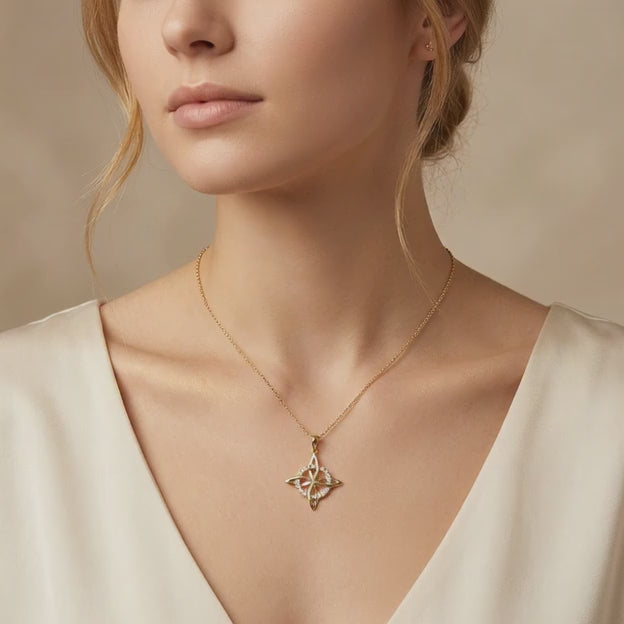 Dije de Oro 14k Nudo de Bruja con Círculo de Zirconias mod. 10801