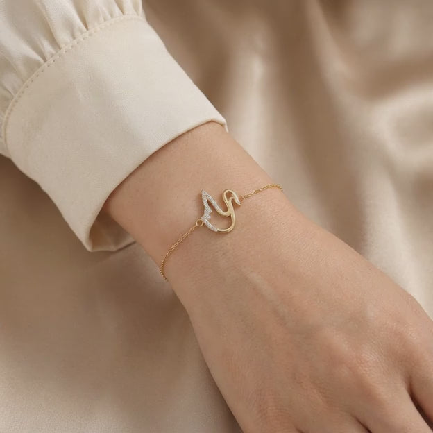 Pulsera de Oro 14k Cisne con Incrustación de Zirconias mod. 11027