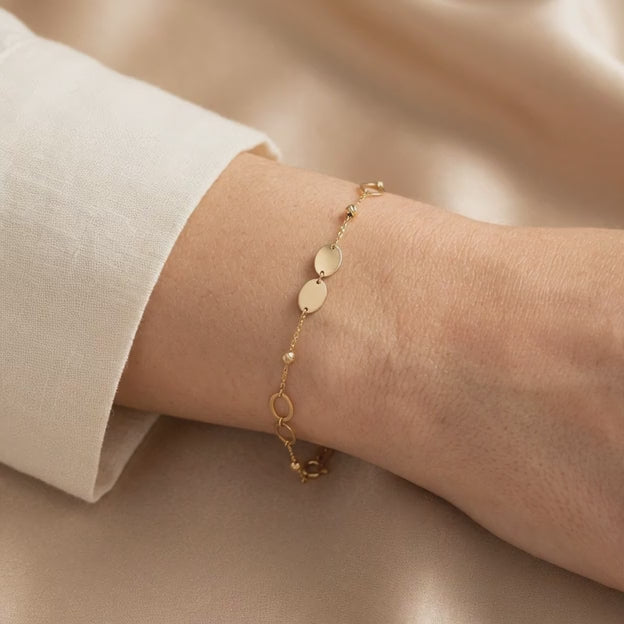 Pulsera de Oro 14k Pares de Ovalos mod. 11046
