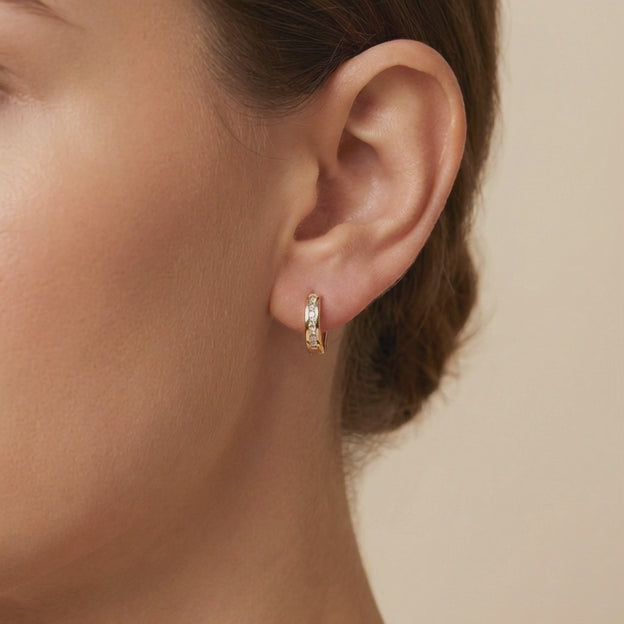 Grapa de Oro 14k Mini con Zirconias Brillantes mod. 10594