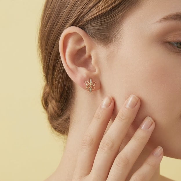 Grapa de Oro 14k Mariposas con Incrustación de Zirconias mod. 11004