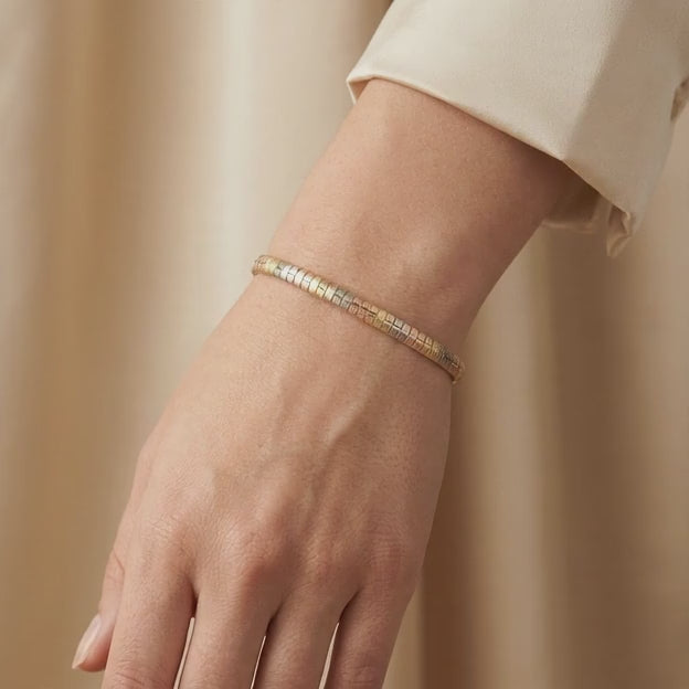 Pulsera de Oro 14k Florentina Tejido Cleopatra Elegante mod. 10950