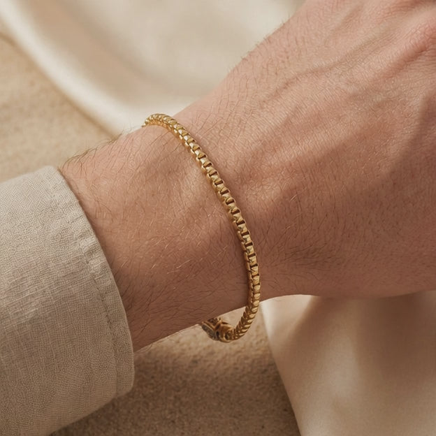 Pulsera de Oro 14k Monaco Modelo Cube con Broche Pavé mod. 10997