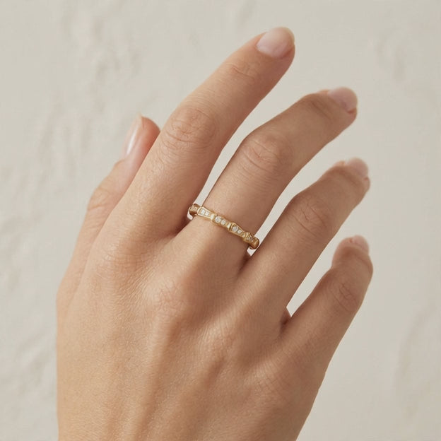 Anillo de Oro 14k Apilado con Zirconias mod. 10873