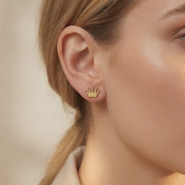 Arete de Oro 14k Corona Brillante mod. 10636