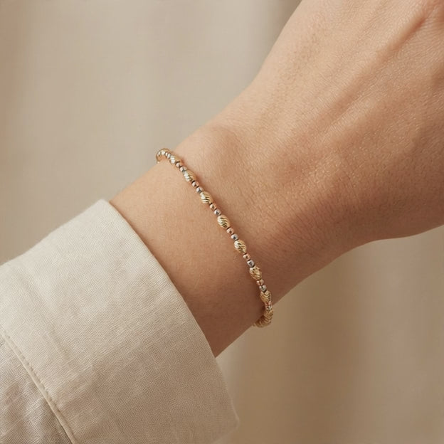 Pulsera de Oro 14k Pequeñas Esferas Diamantadas Florentinas mod. 10965