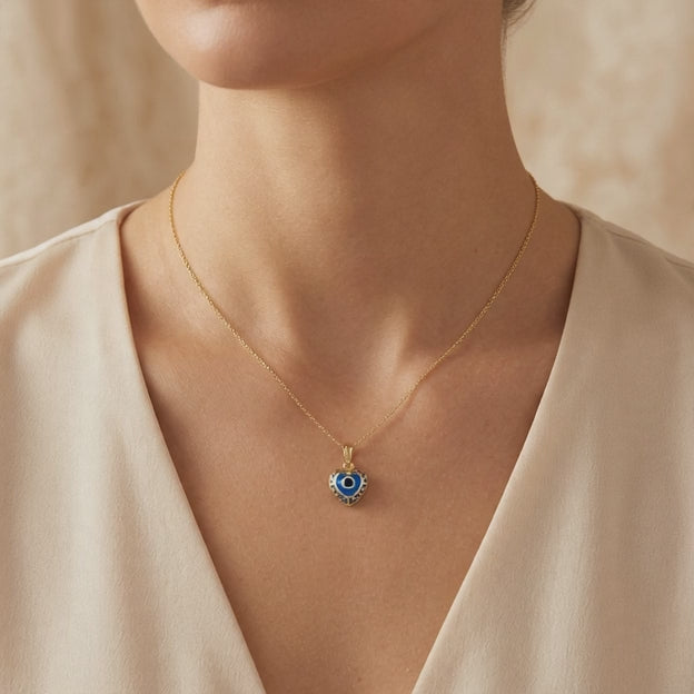 Dije de Oro 14k Corazón con Ojo Turco mod. 10943
