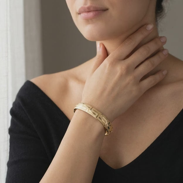 Aro de Oro 14k Diseño Elegante de Greca mod. 11228