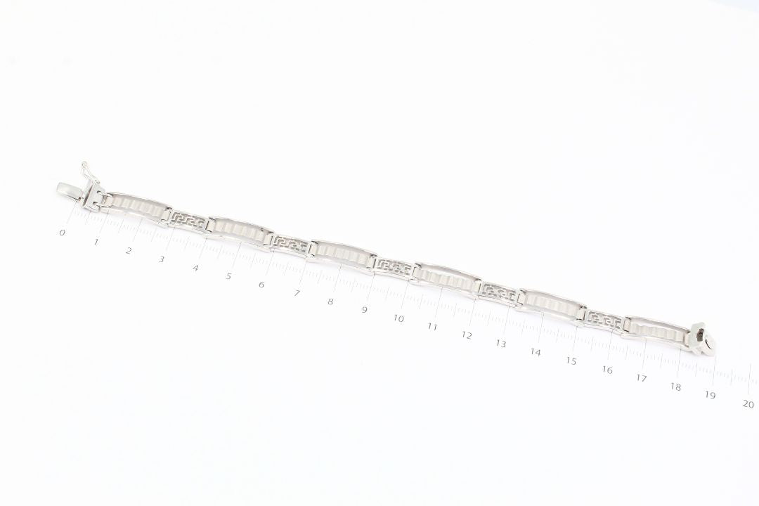Pulsera con Eslabones de Grecas en Oro Blanco  mod. 5758