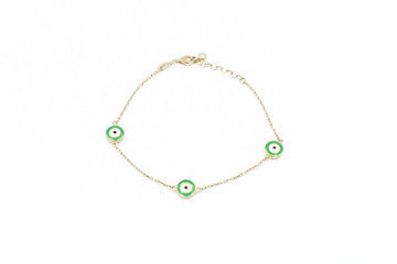 Pulsera de Ojos Turcos Color Verde Detallado con Zirconias en Cara Posterior mod. 6123