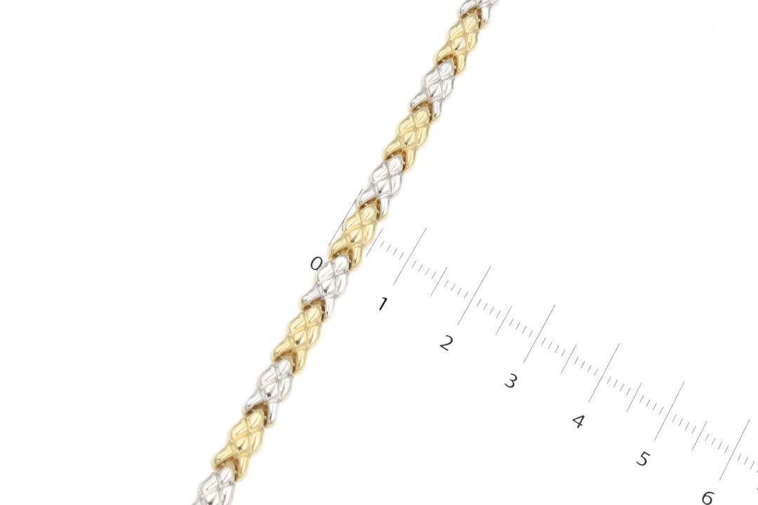 Pulsera de Oro Combinado y Eslabón Abultado mod. 6111