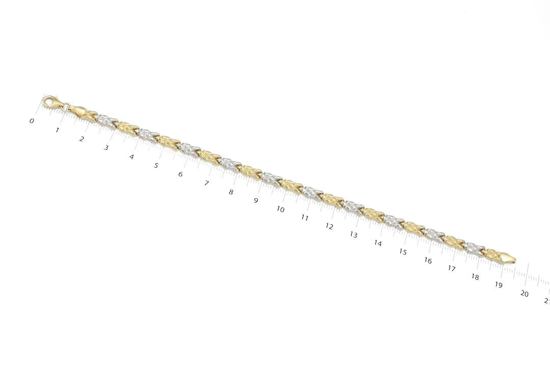 Pulsera de Oro Combinado y Eslabón Abultado mod. 6111