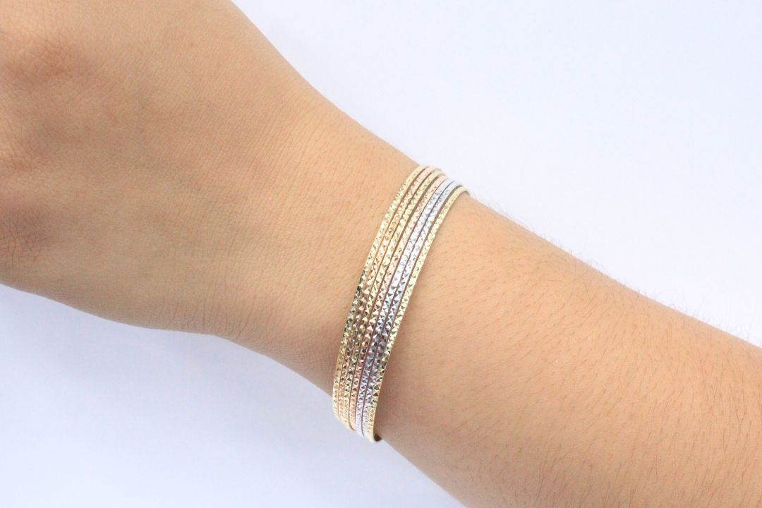 Semanario de Oro 14k con Diseño Diamantado Brillante mod. 2892