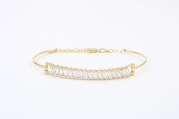 Aro de Oro 14k con Extensible y Diseño Incrustado con Zirocnias Baguette mod. 2926