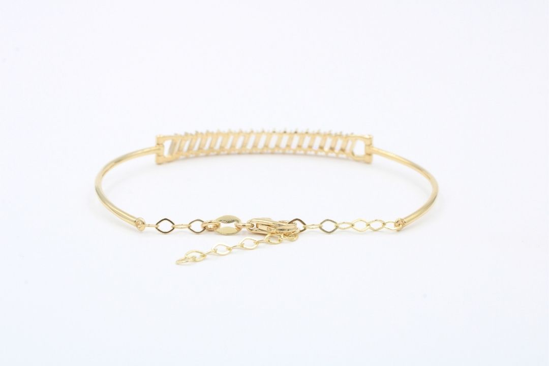 Aro de Oro 14k con Extensible y Diseño Incrustado con Zirocnias Baguette mod. 2926