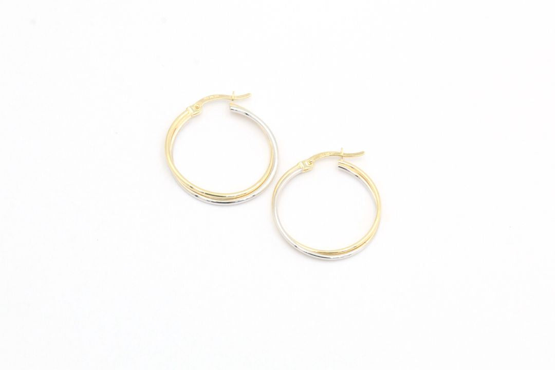 Arracada Tubular de Oro Combinado en Forma Redonda mod. 4066