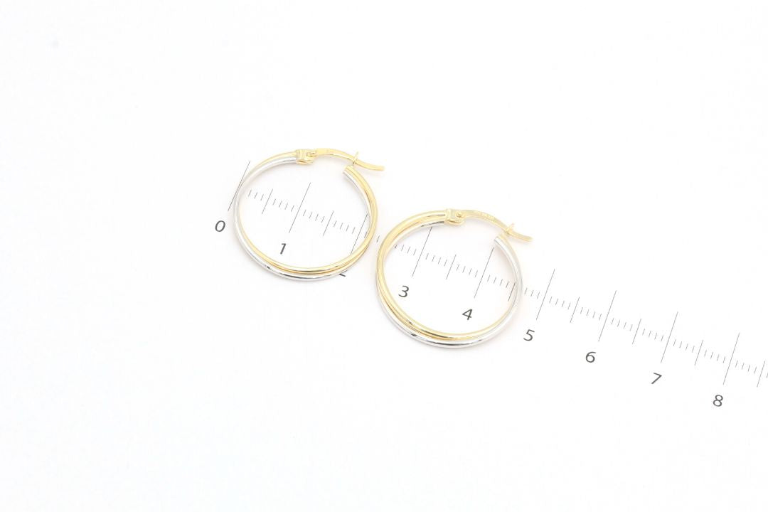 Arracada Tubular de Oro Combinado en Forma Redonda mod. 4066