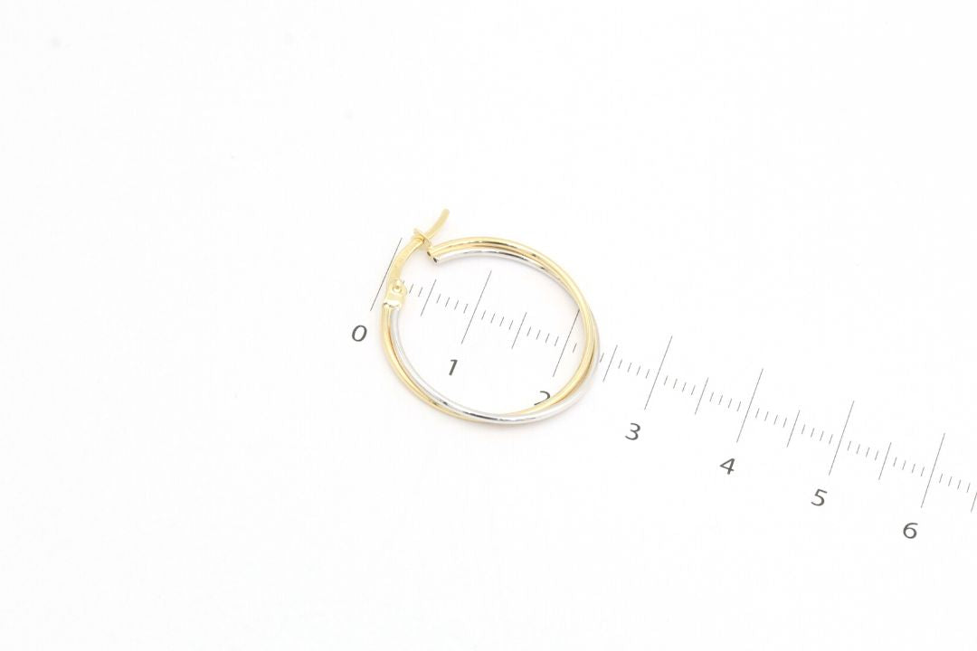 Arracada Tubular de Oro Combinado en Forma Redonda mod. 4066
