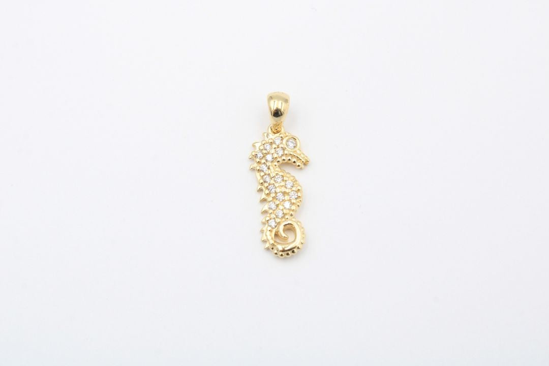 Dije de Oro 14k con Caballito de Mar Incrustado de Zirconias mod. 3641