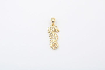 Dije de Oro 14k con Caballito de Mar Incrustado de Zirconias mod. 3641