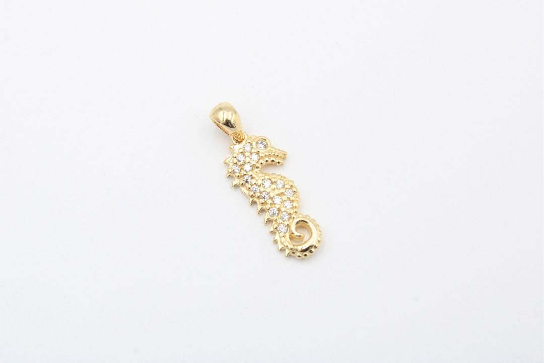 Dije de Oro 14k con Caballito de Mar Incrustado de Zirconias mod. 3641