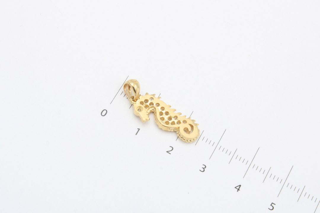 Dije de Oro 14k con Caballito de Mar Incrustado de Zirconias mod. 3641