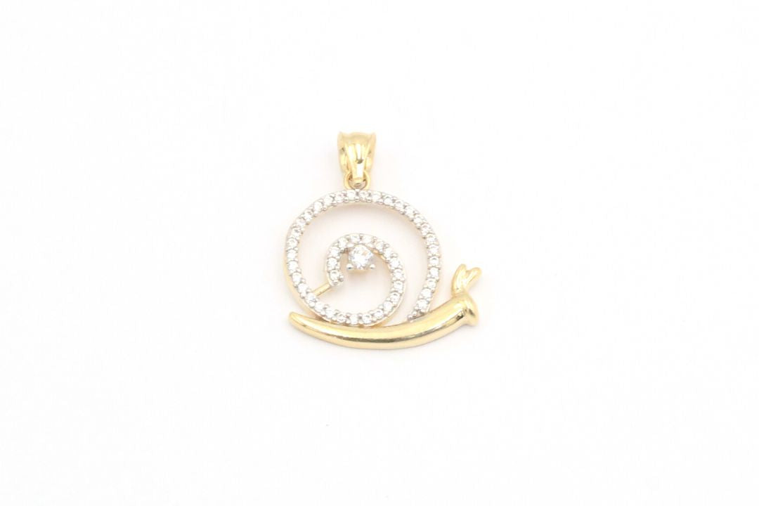 Dije de Oro 14k Caracol con Incrustación de Zirconias mod. 4048