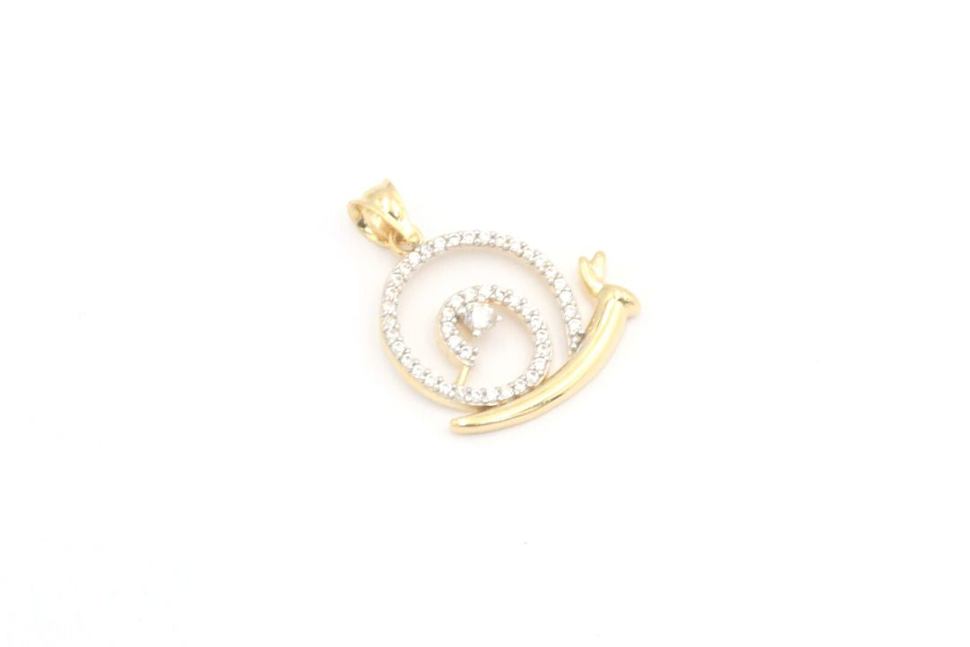 Dije de Oro 14k Caracol con Incrustación de Zirconias mod. 4048