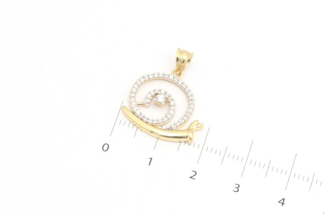 Dije de Oro 14k Caracol con Incrustación de Zirconias mod. 4048