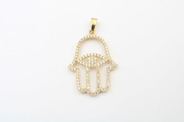 Dije de Oro 14k Mano de Fátima con Zirconias mod. 0337