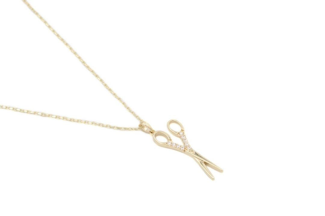 Gargantilla de Oro 14k con Dije de Estilista con Zirconias mod. 2400