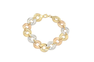 Pulsera de Oro 14k con Diseño Fino en Círculos con Diamantado mod. 4587