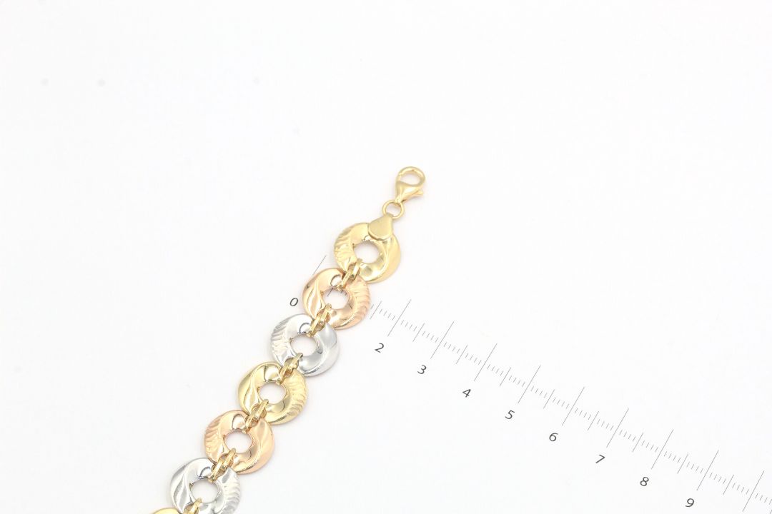 Pulsera de Oro 14k con Diseño Fino en Círculos con Diamantado mod. 4587