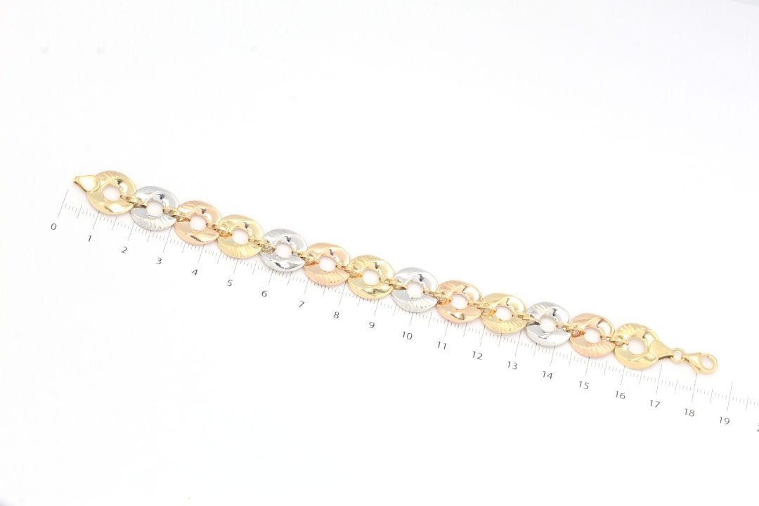 Pulsera de Oro 14k con Diseño Fino en Círculos con Diamantado mod. 4587
