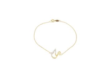 Pulsera de Oro 14k de Tejido Fino con Cisne Incrustado con Zirconias mod. 4984
